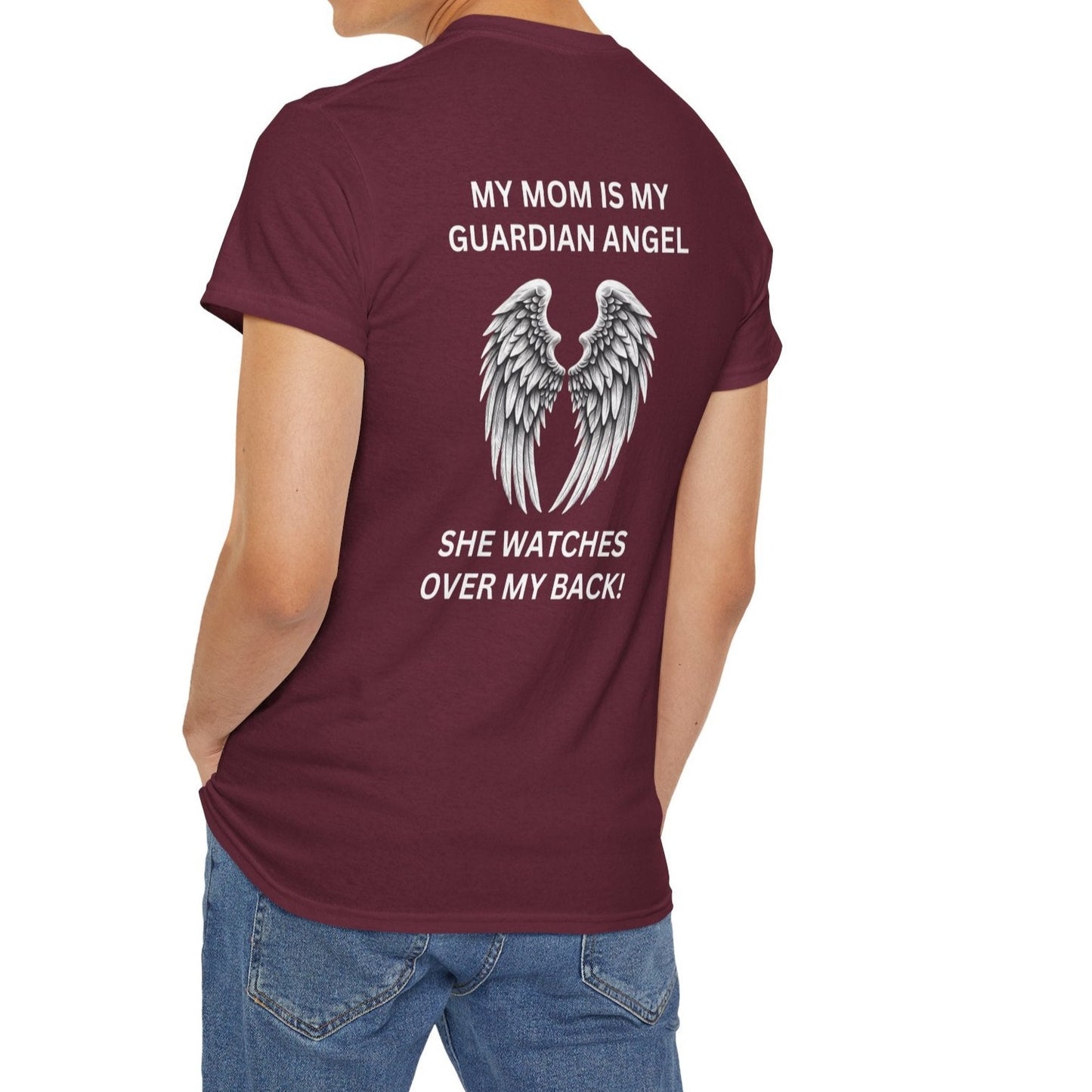 Mom, My Guardian Angel |  Unisex Cotton Tee - Kim’s Signature Beauty & Accessories    (Store description)