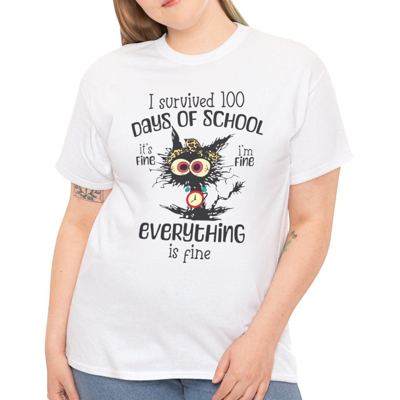 I Survived 100 Days of School. It's Fine, I'm Fine, Everything Is Fine Tee - Kim’s Signature Beauty & Accessories    (Store description)