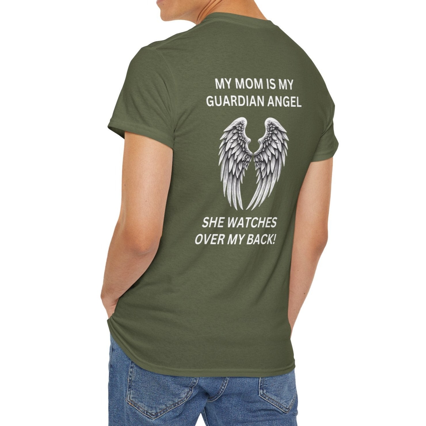 Mom, My Guardian Angel |  Unisex Cotton Tee - Kim’s Signature Beauty & Accessories    (Store description)