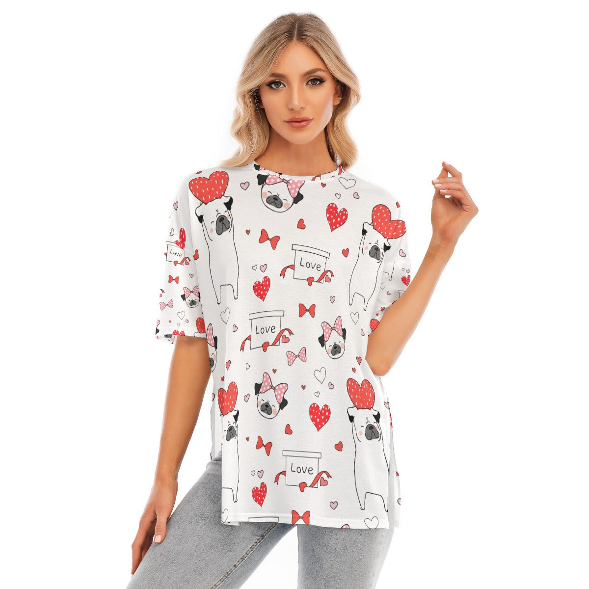 All-Over Print Women's Short Sleeves T-shirt With Hem Split - Kim’s Signature Beauty & Accessories    (Store description)