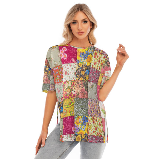 All-Over Print Women's Short Sleeves T-shirt With Hem Split - Kim’s Signature Beauty & Accessories    (Store description)