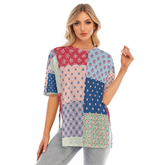 All-Over Print Women's Short Sleeves T-shirt With Hem Split - Kim’s Signature Beauty & Accessories    (Store description)