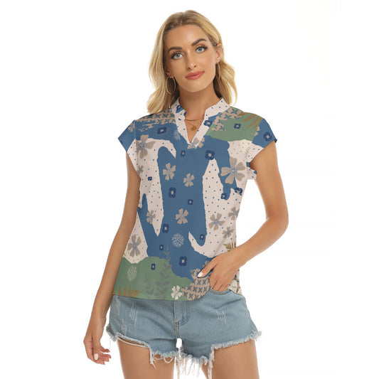 Blue Ridge Floral | V-neck Short Sleeve Blouse - Kim’s Signature Beauty & Accessories    (Store description)