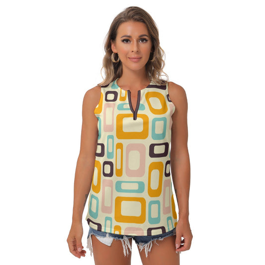 Retro time | Sleeveless V-Neck Top - Kim’s Signature Beauty & Accessories    (Store description)