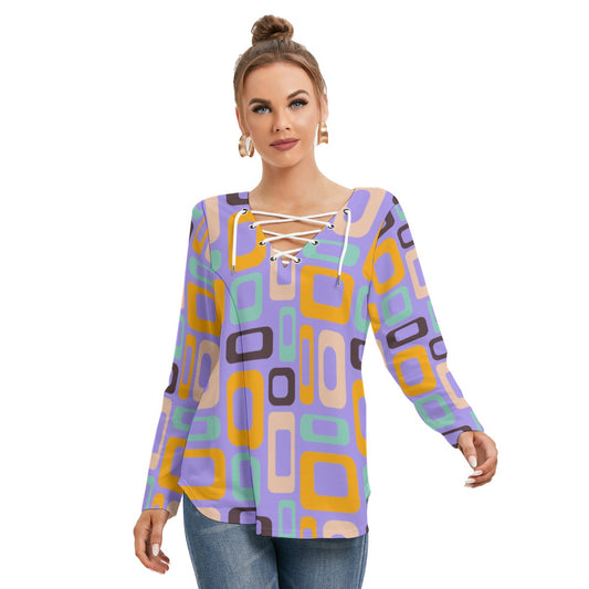 Chic Geometric Tie Blouse - Kim’s Signature Beauty & Accessories    (Store description)