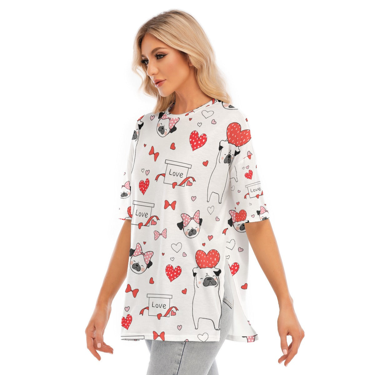 All-Over Print Women's Short Sleeves T-shirt With Hem Split - Kim’s Signature Beauty & Accessories    (Store description)