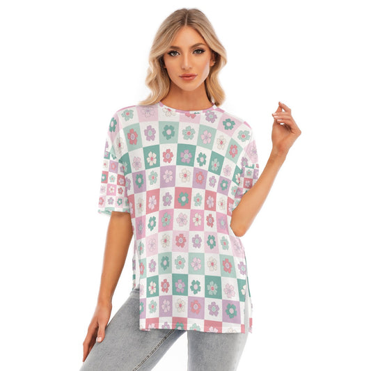 All-Over Print Women's Short Sleeves T-shirt With Hem Split - Kim’s Signature Beauty & Accessories    (Store description)