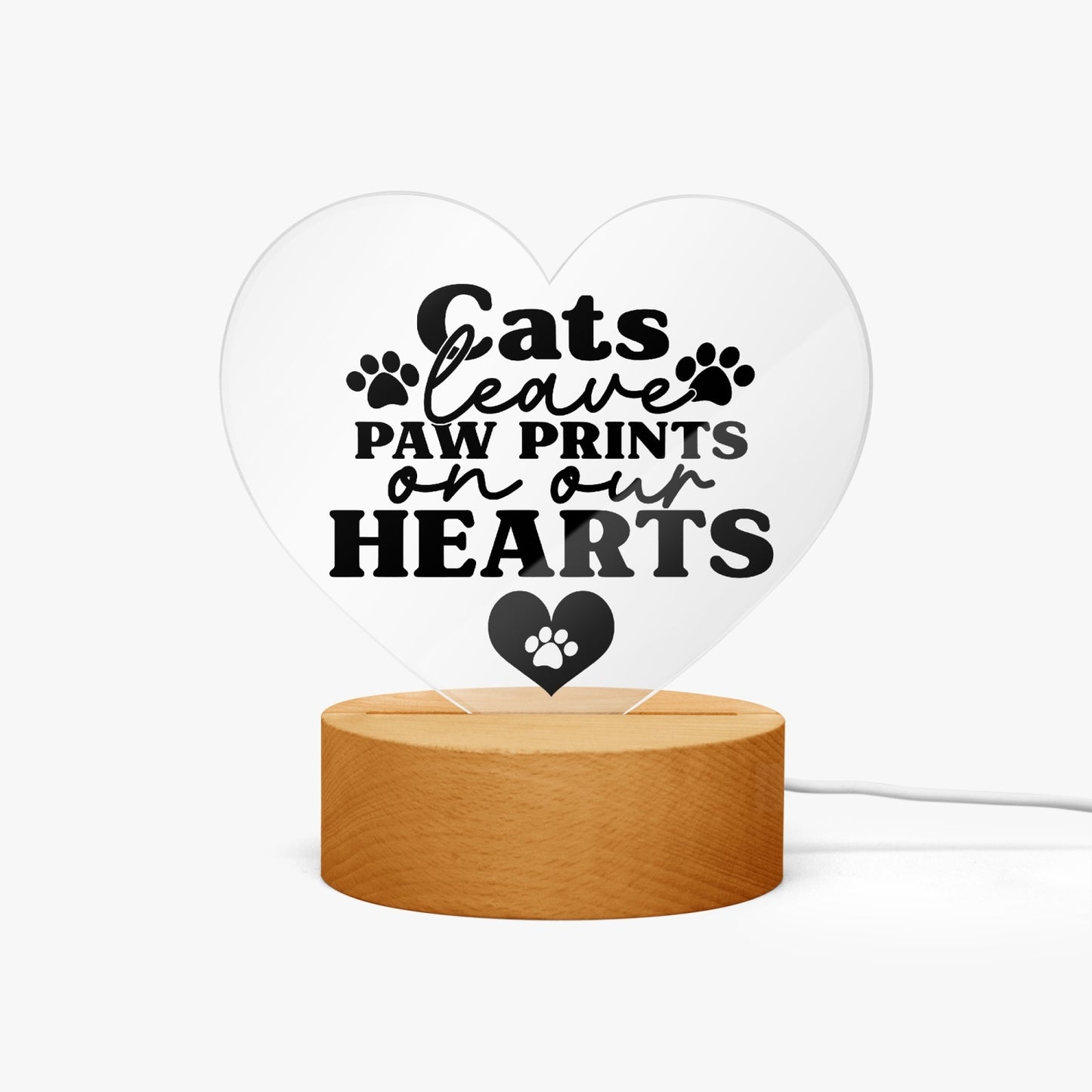 Cats Leave Paw Prints Acrylic Plaque with Stand - Heart - Kim’s Signature Beauty & Accessories    (Store description)