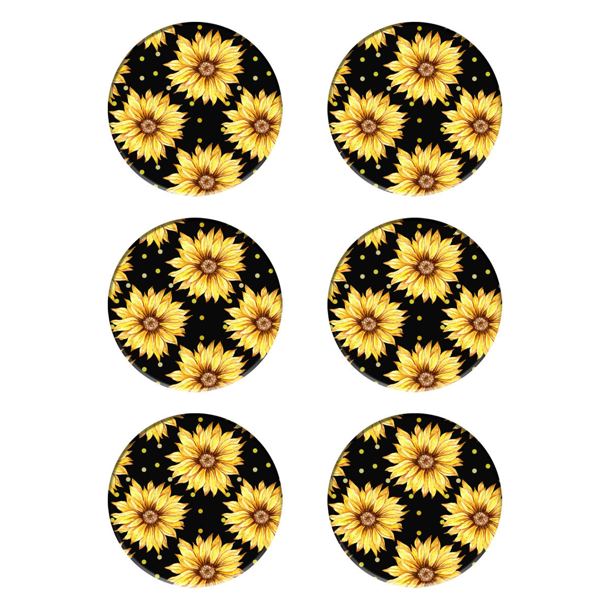 Black Coaster Set with Yellow Sunflowers - Kim’s Signature Beauty & Accessories    (Store description)