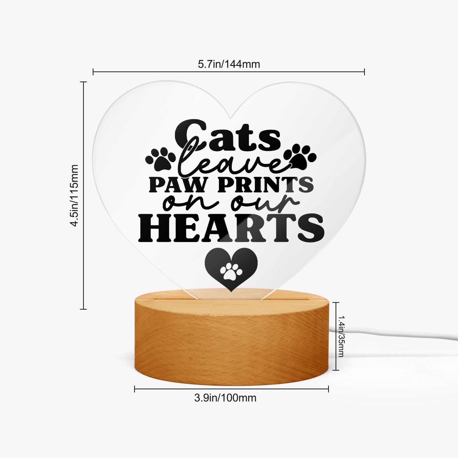 Cats Leave Paw Prints Acrylic Plaque with Stand - Heart - Kim’s Signature Beauty & Accessories    (Store description)