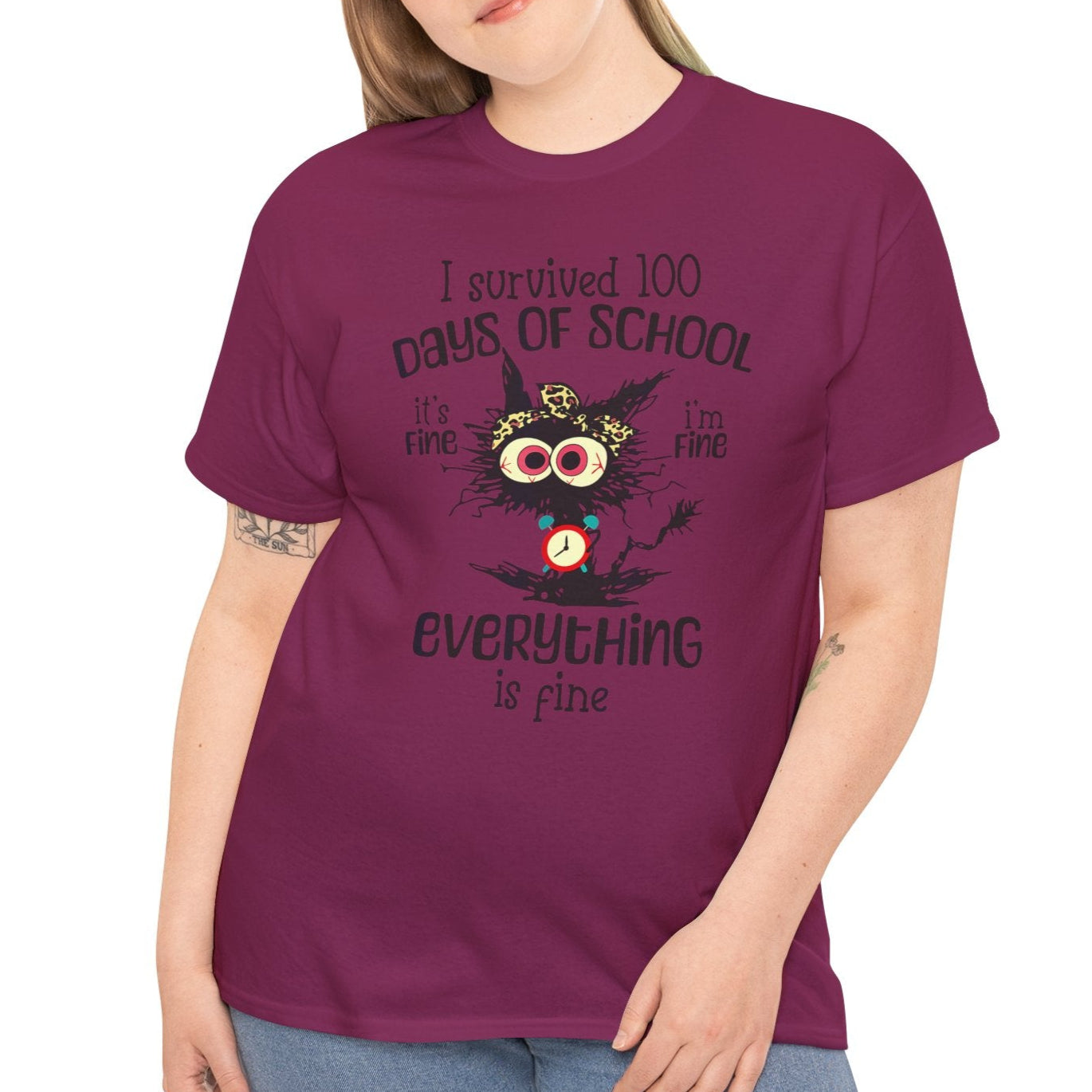 I Survived 100 Days of School. It's Fine, I'm Fine, Everything Is Fine Tee - Kim’s Signature Beauty & Accessories    (Store description)