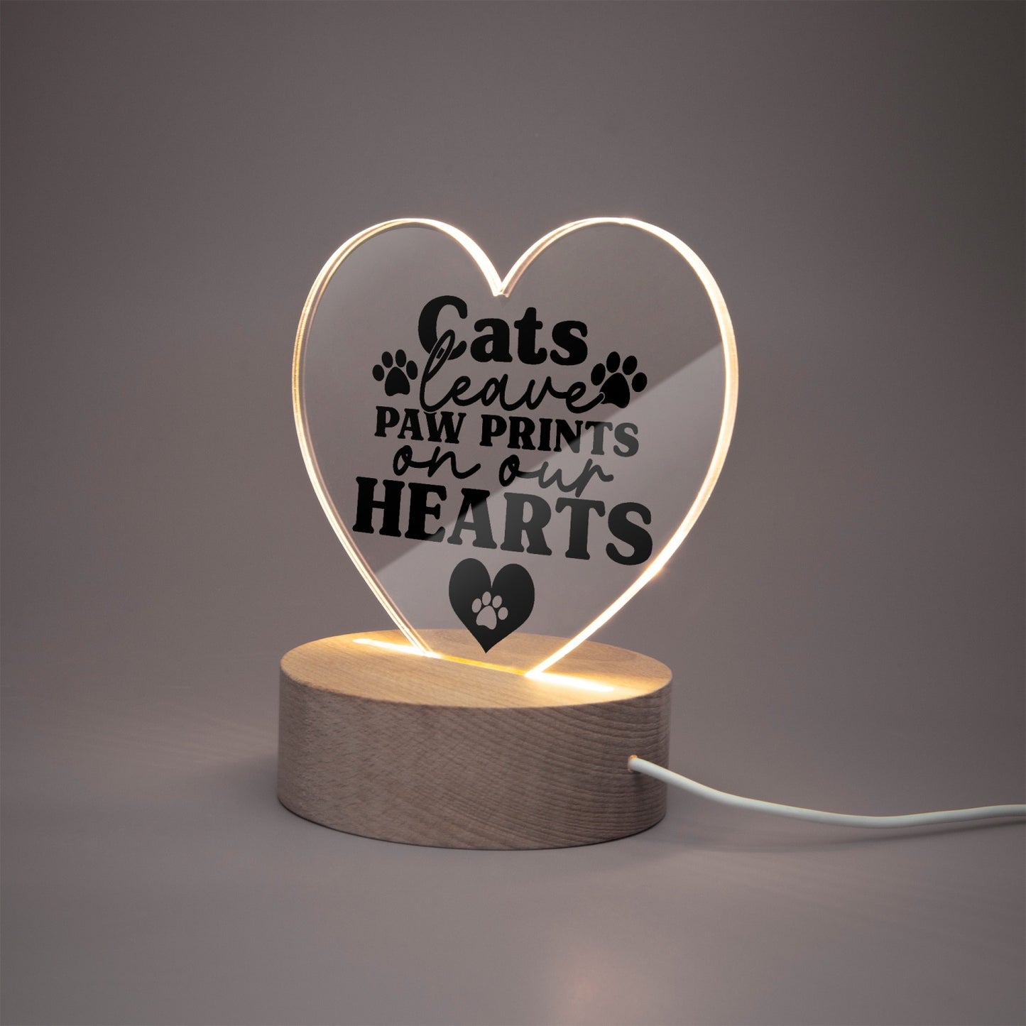 Cats Leave Paw Prints Acrylic Plaque with Stand - Heart - Kim’s Signature Beauty & Accessories    (Store description)