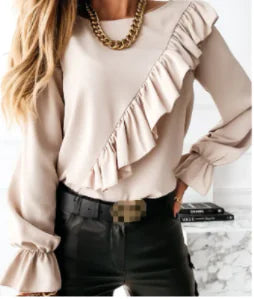 Ruffles O-Neck Blouse - Kim’s Signature Beauty & Accessories    (Store description)