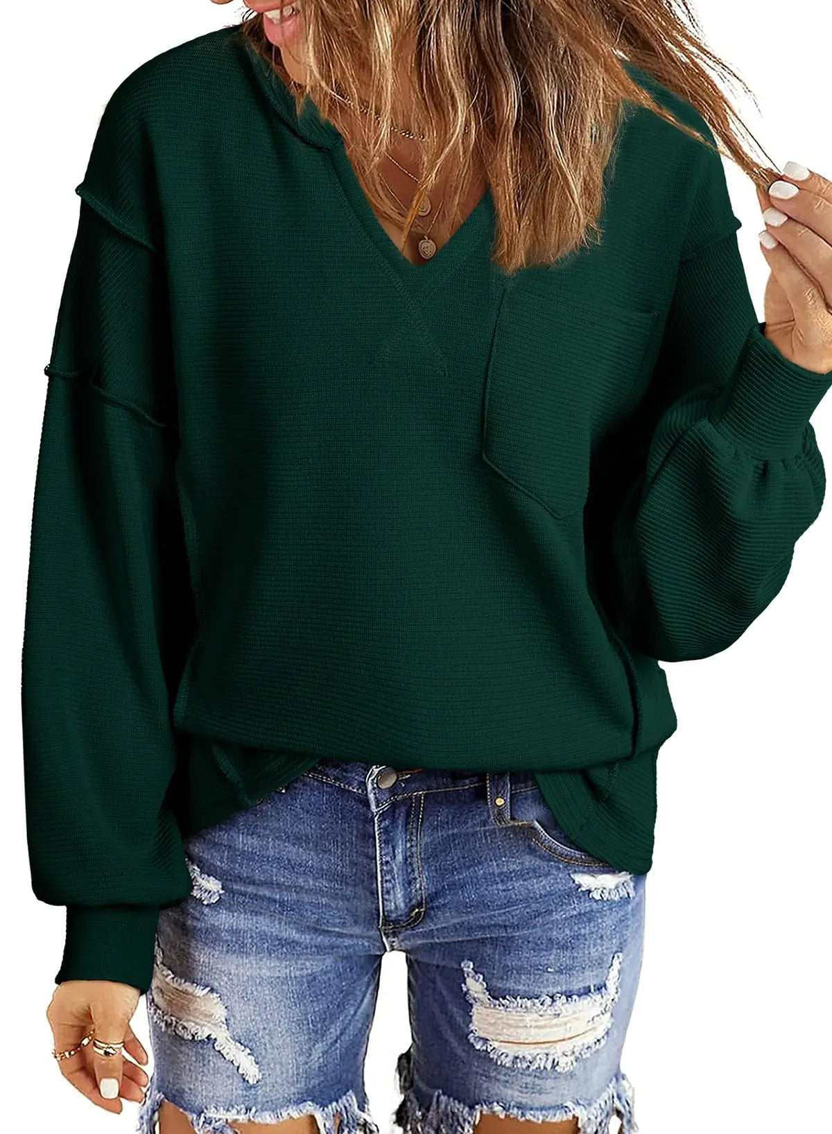 Casual Sweatshirts Waffle Knitted - Kim’s Signature Beauty & Accessories    (Store description)