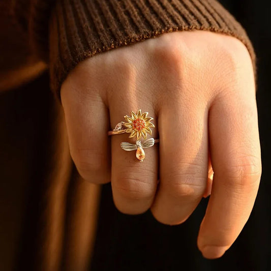 Adjustable Spinning Sunflower Anti Stress Ring - Kim’s Signature Beauty & Accessories    (Store description)