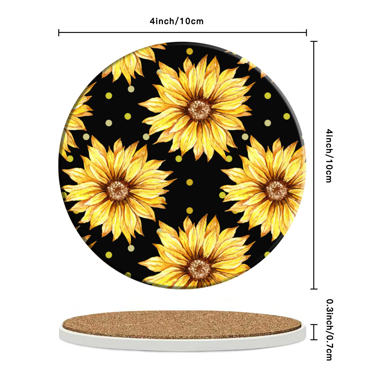 Black Coaster Set with Yellow Sunflowers - Kim’s Signature Beauty & Accessories    (Store description)