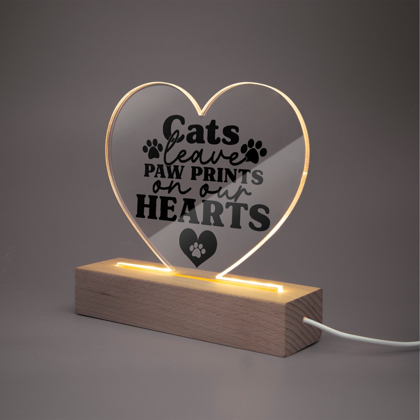 Cats Leave Paw Prints Acrylic Plaque with Stand - Heart - Kim’s Signature Beauty & Accessories    (Store description)