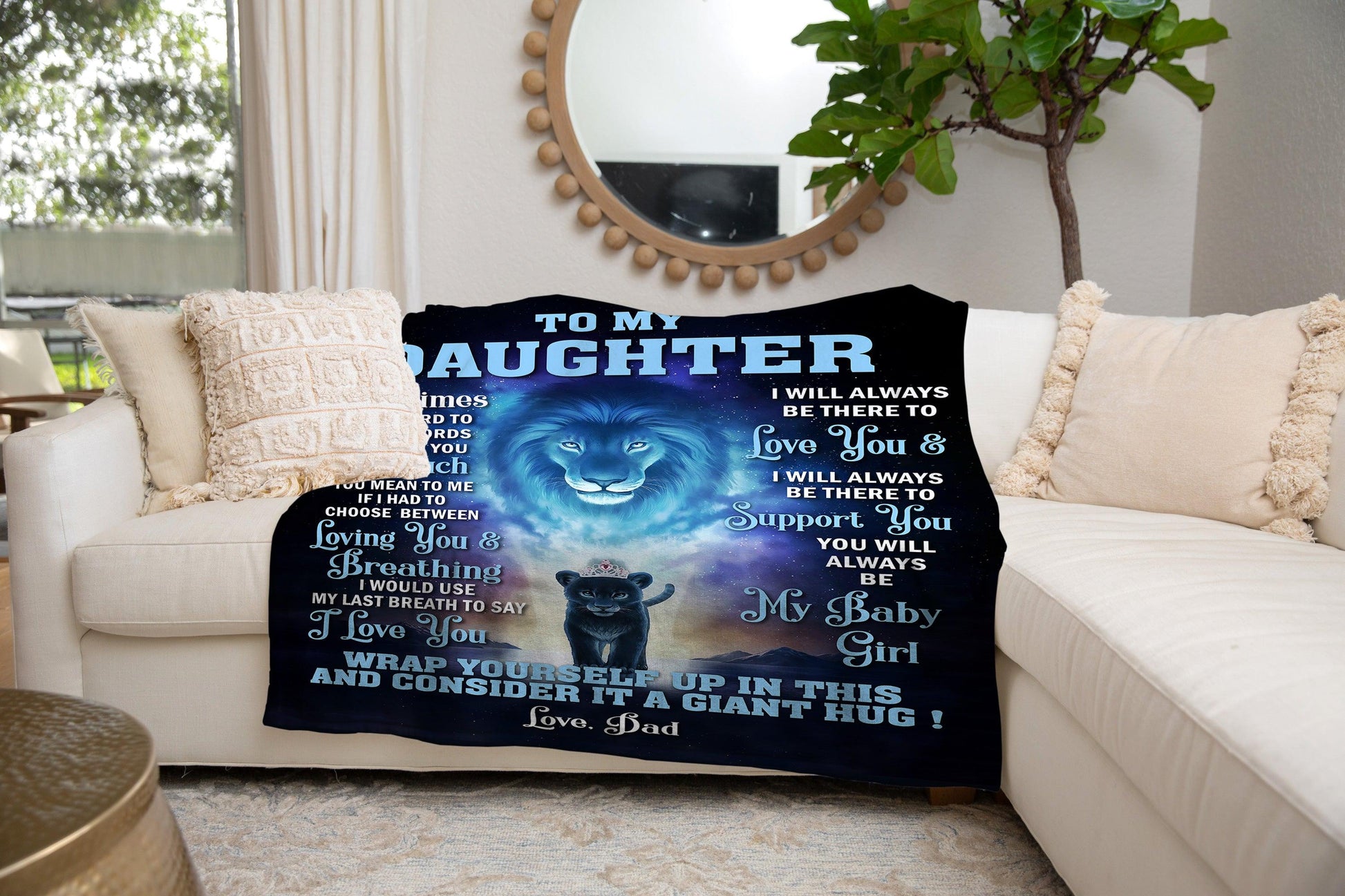 DAUGHTER, LOVE DAD LION BLANKET - Kim’s Signature Beauty & Accessories    (Store description)