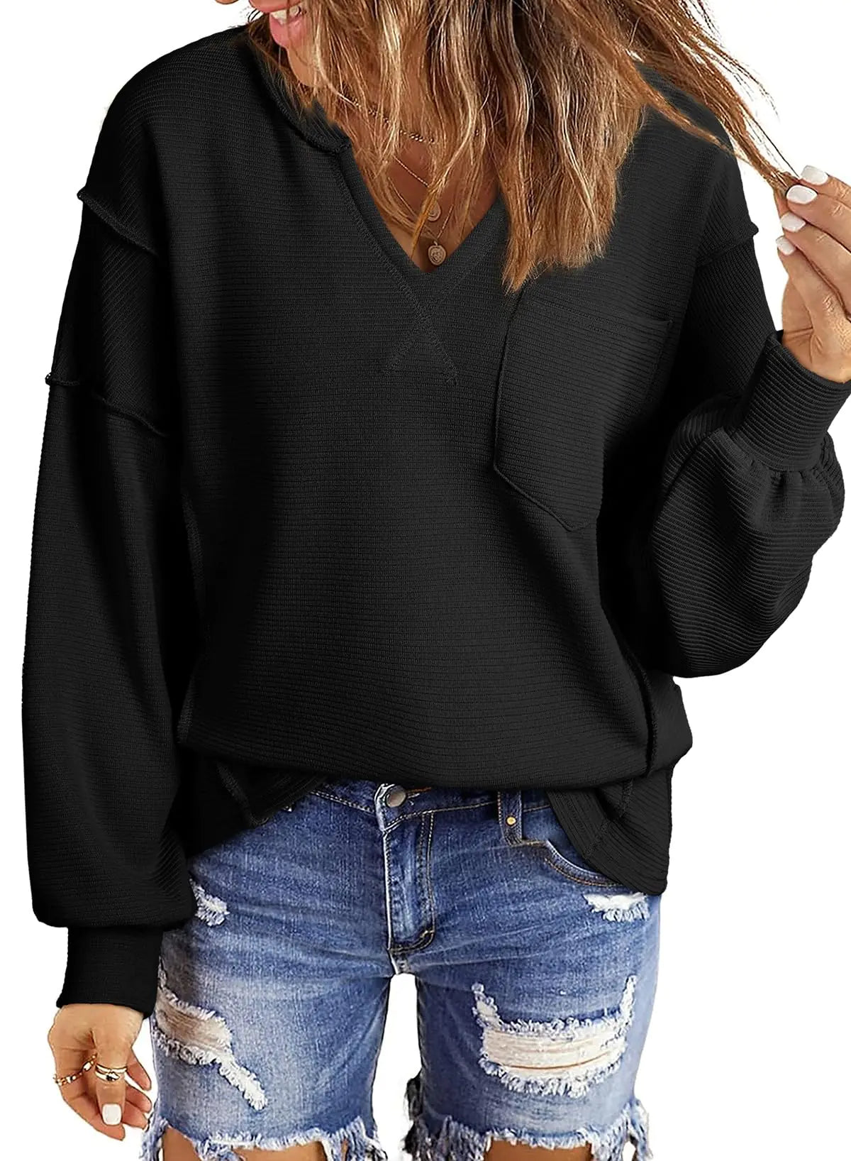 Casual Sweatshirts Waffle Knitted - Kim’s Signature Beauty & Accessories    (Store description)