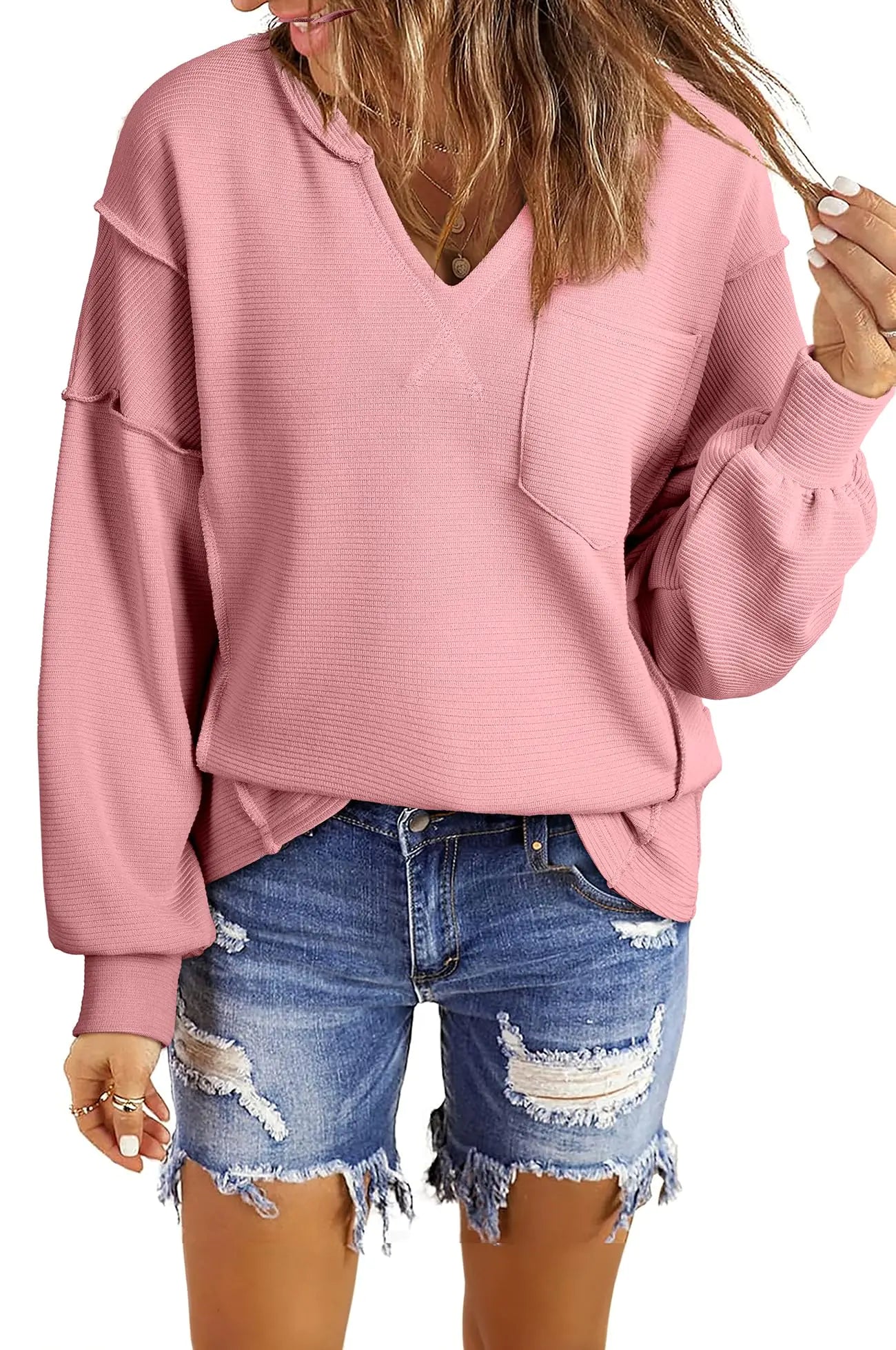 Casual Sweatshirts Waffle Knitted - Kim’s Signature Beauty & Accessories    (Store description)