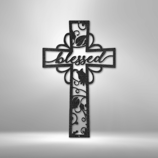 Blessed Cross - Steel Sign - Kim’s Signature Beauty & Accessories    (Store description)