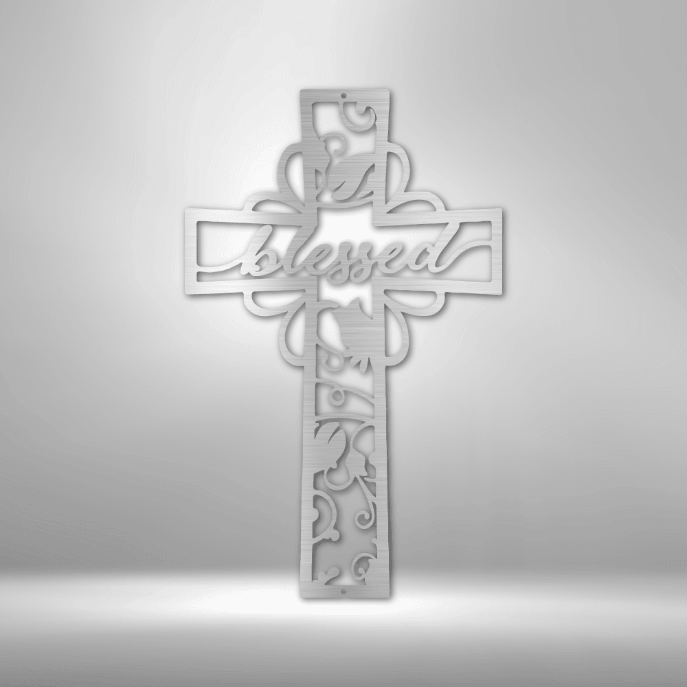 Blessed Cross - Steel Sign - Kim’s Signature Beauty & Accessories    (Store description)