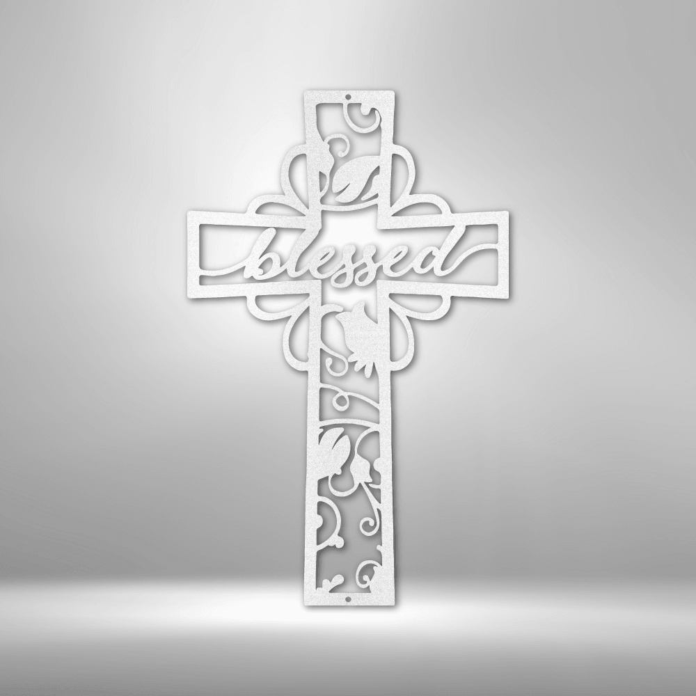 Blessed Cross - Steel Sign - Kim’s Signature Beauty & Accessories    (Store description)